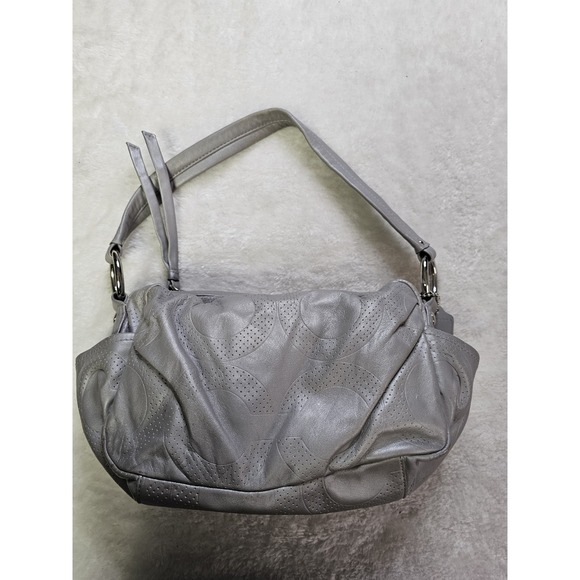 Coach Silver Hobo Shoulder‎ Bag Signature C Logo Pattern Purse